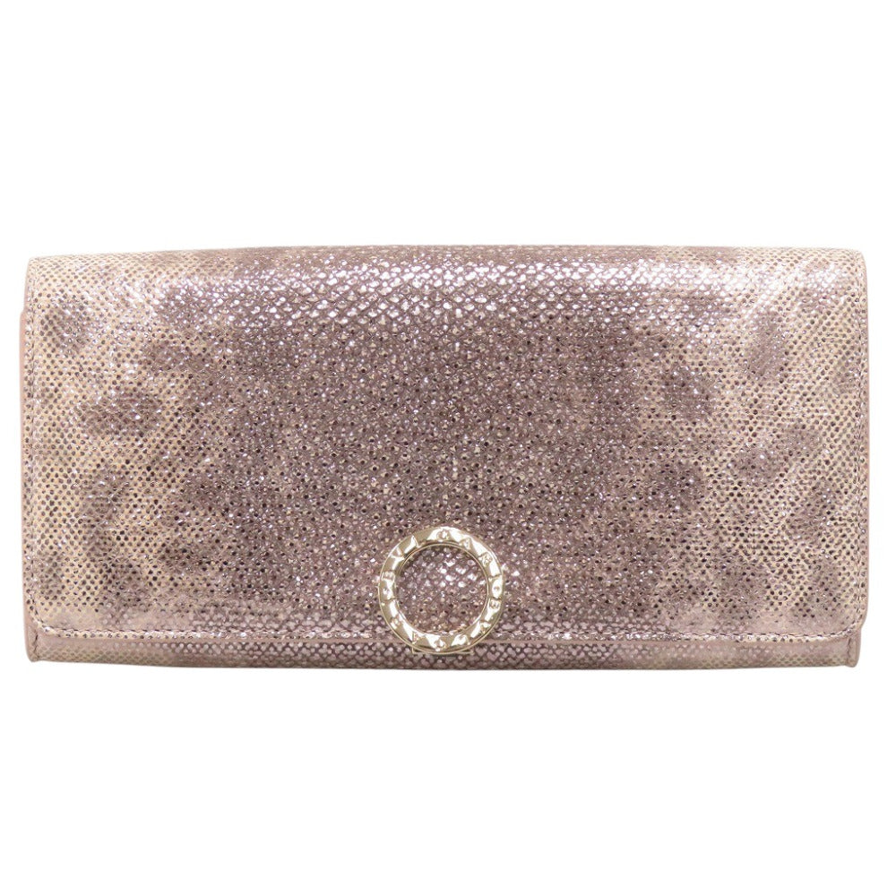 新品同様 ブルガリ ブルガリ ブルガリ ラージウォレット MD-M18-287683 レザー シルバー ピンク 長財布 2158【中古】BVLGARI