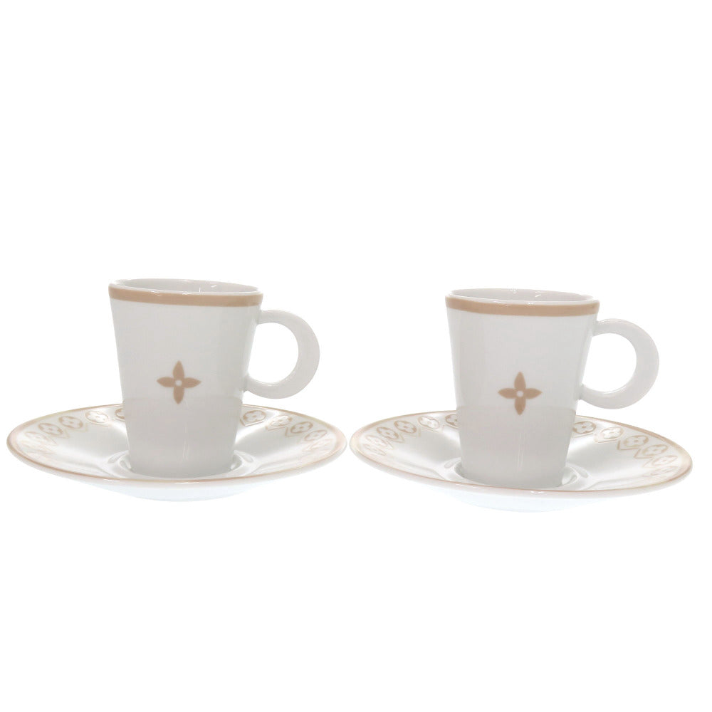 未使用 ルイ・ヴィトン R95760 陶器 ホワイト コーヒーカップ ソーサー ベージュ 2183【中古】LOUIS VUITTON