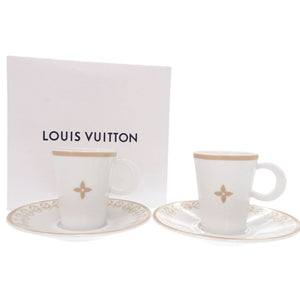 未使用 ルイ・ヴィトン R95760 陶器 ホワイト コーヒーカップ ソーサー ベージュ 2183【中古】LOUIS VUITTON