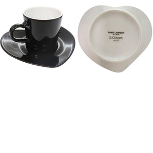 新品同様 イヴ サンローラン Saint Laurent × J.L COQUET ジャンルイコケ ハート型 コーヒーマグカップ 4客セット 食器 陶器 ブラック 2184【中古】YVES SAINT LAURENT