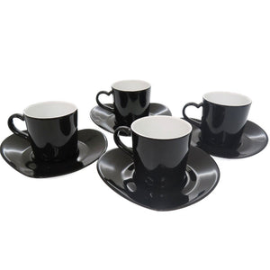 新品同様 イヴ サンローラン Saint Laurent × J.L COQUET ジャンルイコケ ハート型 コーヒーマグカップ 4客セット 食器 陶器 ブラック 2184【中古】YVES SAINT LAURENT