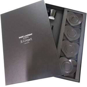 新品同様 イヴ サンローラン Saint Laurent × J.L COQUET ジャンルイコケ ハート型 コーヒーマグカップ 4客セット 食器 陶器 ブラック 2184【中古】YVES SAINT LAURENT