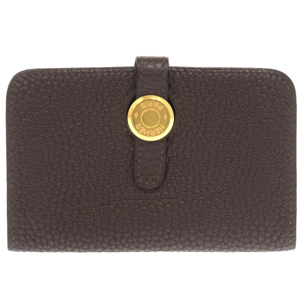 美品 エルメス ドゴントリヨンクレマンス ショコラ ゴールド金具 □H刻印 カードケース 茶 2188 【中古】 HERMES