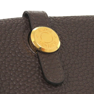 美品 エルメス ドゴントリヨンクレマンス ショコラ ゴールド金具 □H刻印 カードケース 茶 2188 【中古】 HERMES