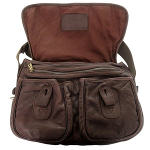 ハンティングワールド レザー ブラウン ショルダーバッグ 茶 2221【中古】HUNTING WORLD