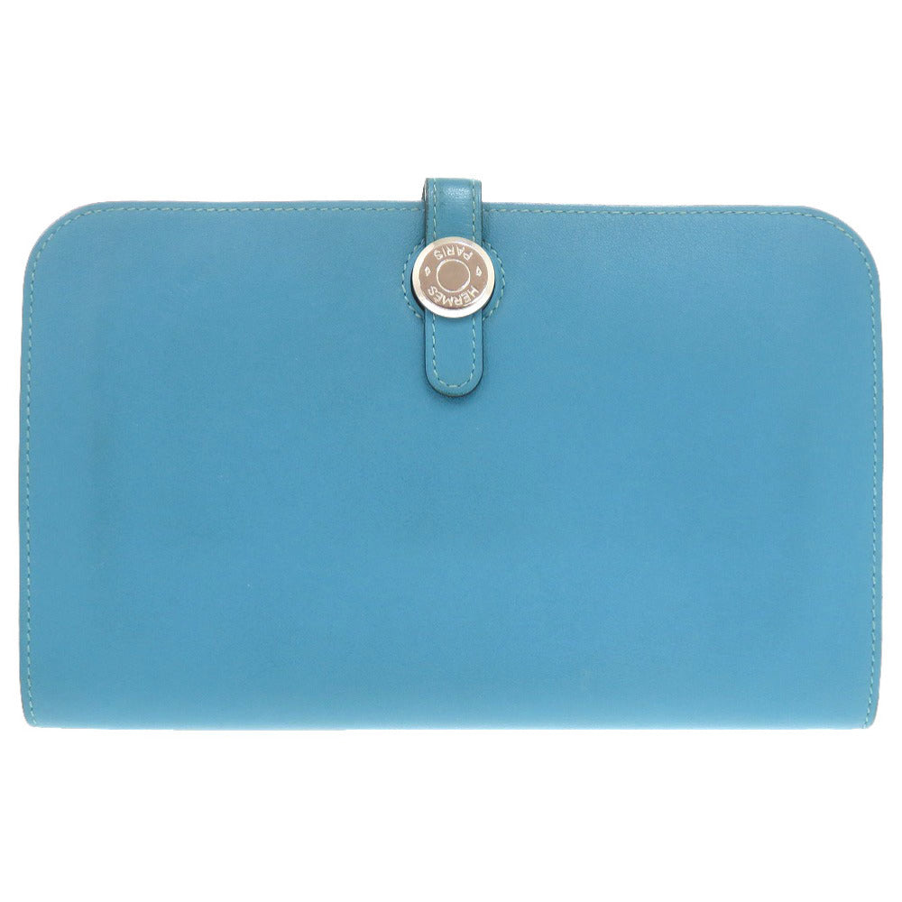 美品 エルメス ドゴンGM ヴォースイフト ブルージーン シルバー金具 □R刻印(2014年製) 長財布 青 2246 【中古】 HERMES