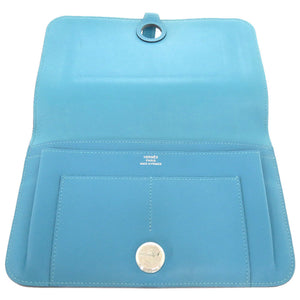 美品 エルメス ドゴンGM ヴォースイフト ブルージーン シルバー金具 □R刻印(2014年製) 長財布 青 2246 【中古】 HERMES