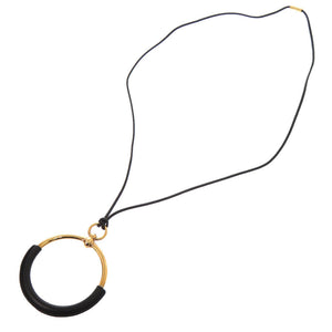 新品同様 エルメス ループグラン ペンダント デッラ カバッレリア ヴォースイフト ブラック ゴールド金具 ネックレス 黒 2250 【中古】 HERMES