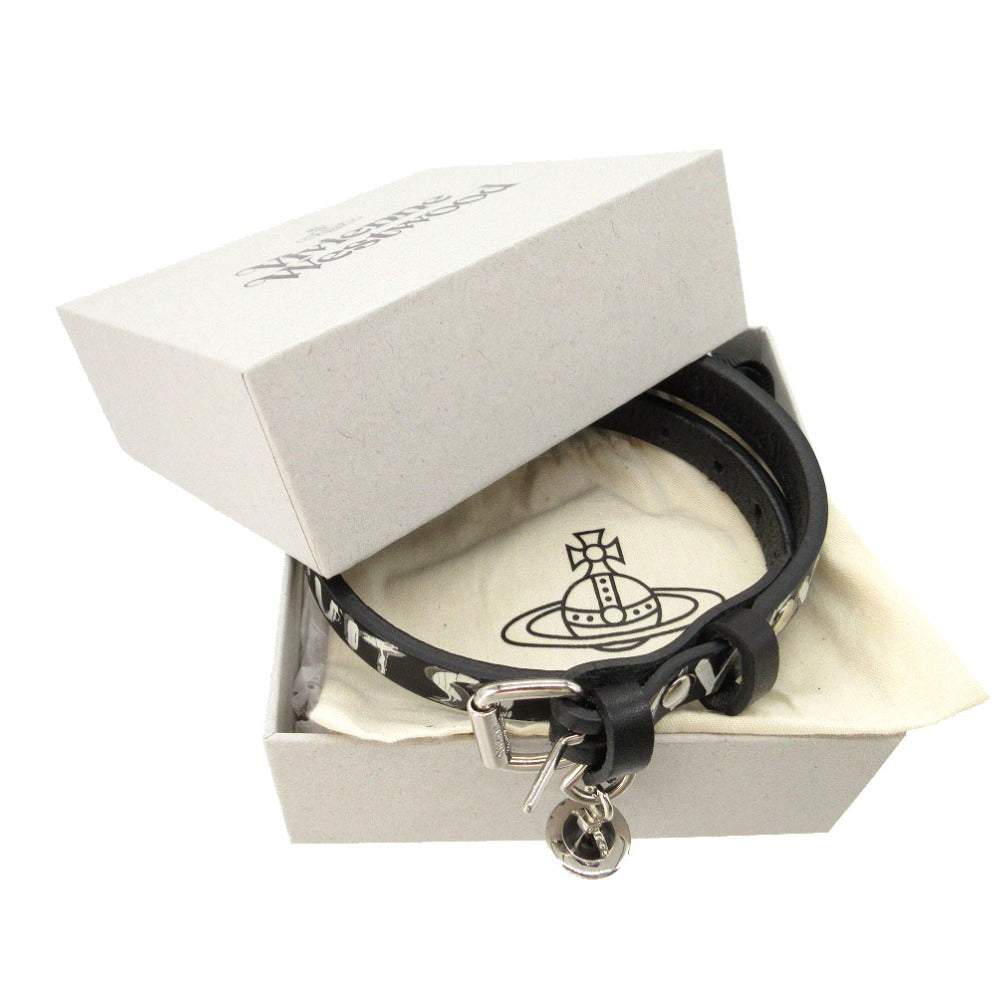 未使用 ヴィヴィアンウエストウッド BRISTOL ペイント 3Dオーブ チョーカー レザー/メタル ブラック/シルバー 黒 2264【中古】Vivienne Westwood