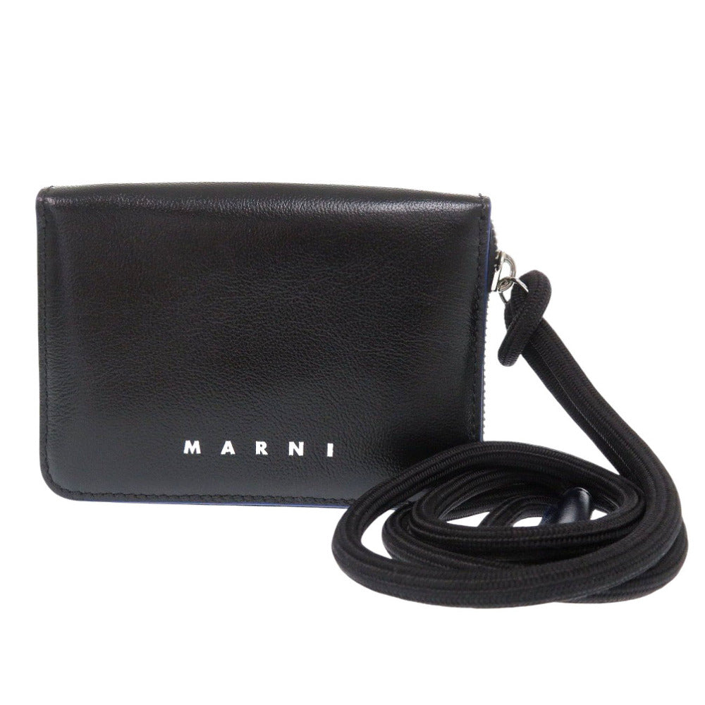 未使用 マルニ PFMI0038U0 レザー ブラック ラウンドファスナー 財布 コインケース 黒 2273【中古】MARNI