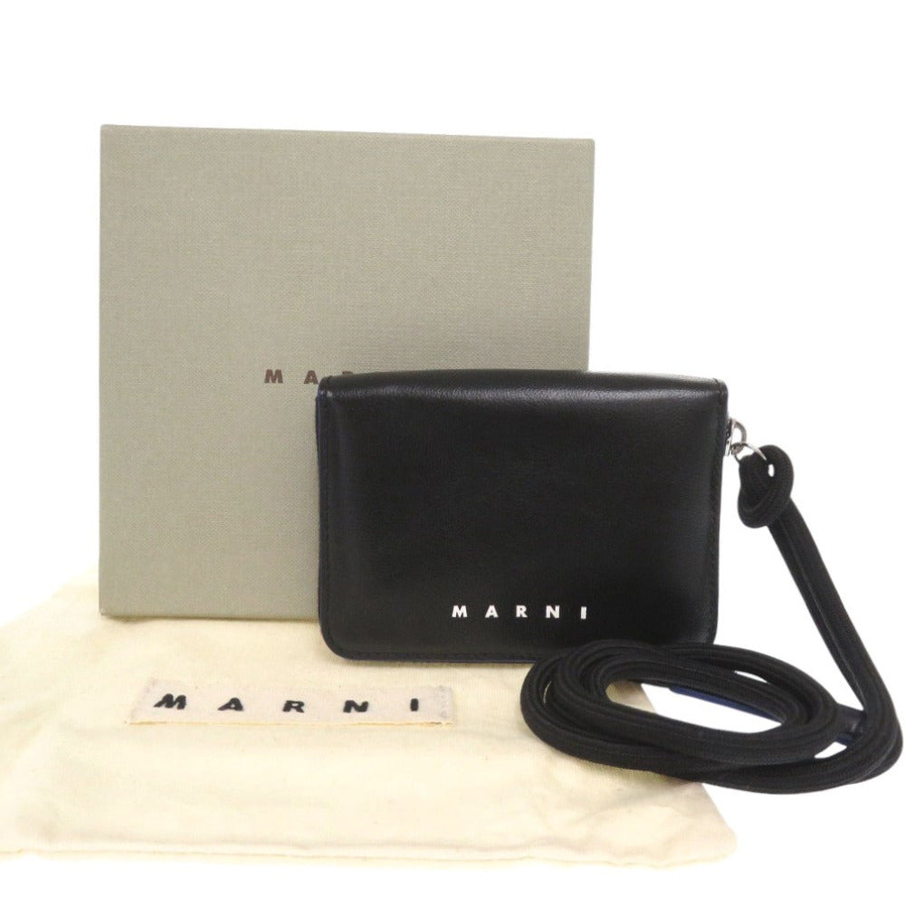 未使用 マルニ PFMI0038U0 レザー ブラック ラウンドファスナー 財布 コインケース 黒 2273【中古】MARNI
