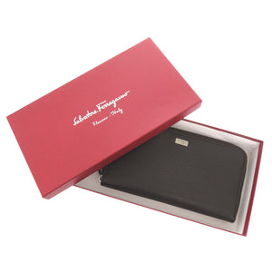 未使用 サルヴァトーレフェラガモ IY-669102 レザー ブラウン 長財布 ラウンドファスナー 茶 2276【中古】Salvatore Ferragamo メンズ