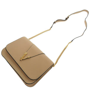 新品同様 ヴェルサーチ ヴィルトゥス VIRTUS チェーン ショルダーバッグ ポーチメタルアイコン レザー DBFG985 ベージュ 2324【中古】VERSACE