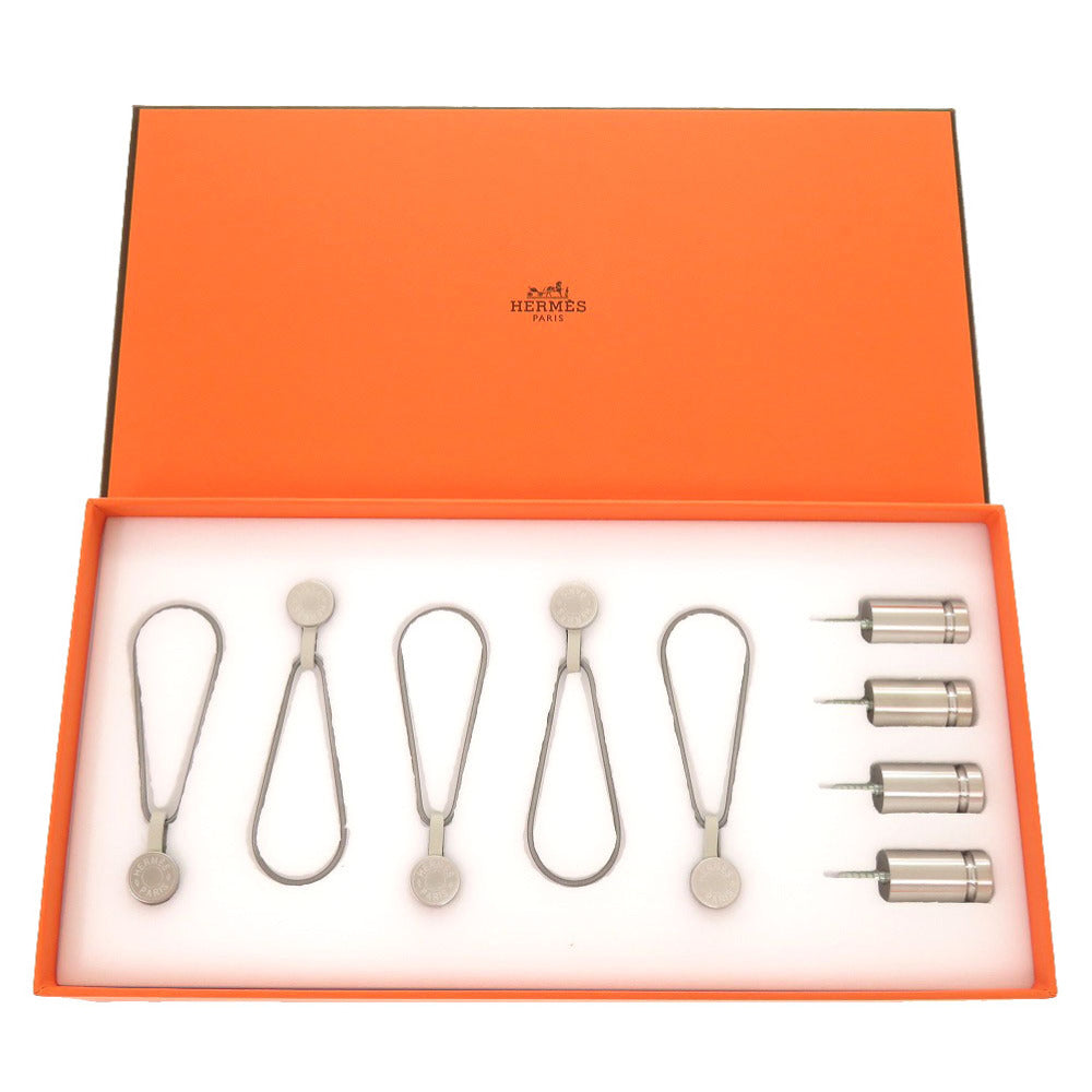 未使用 エルメス ハンキングセット セリエ スカーフホルダー FIXATION CARRE BOITIER シルバー マグネット式 真鍮 2395 【中古】 HERMES