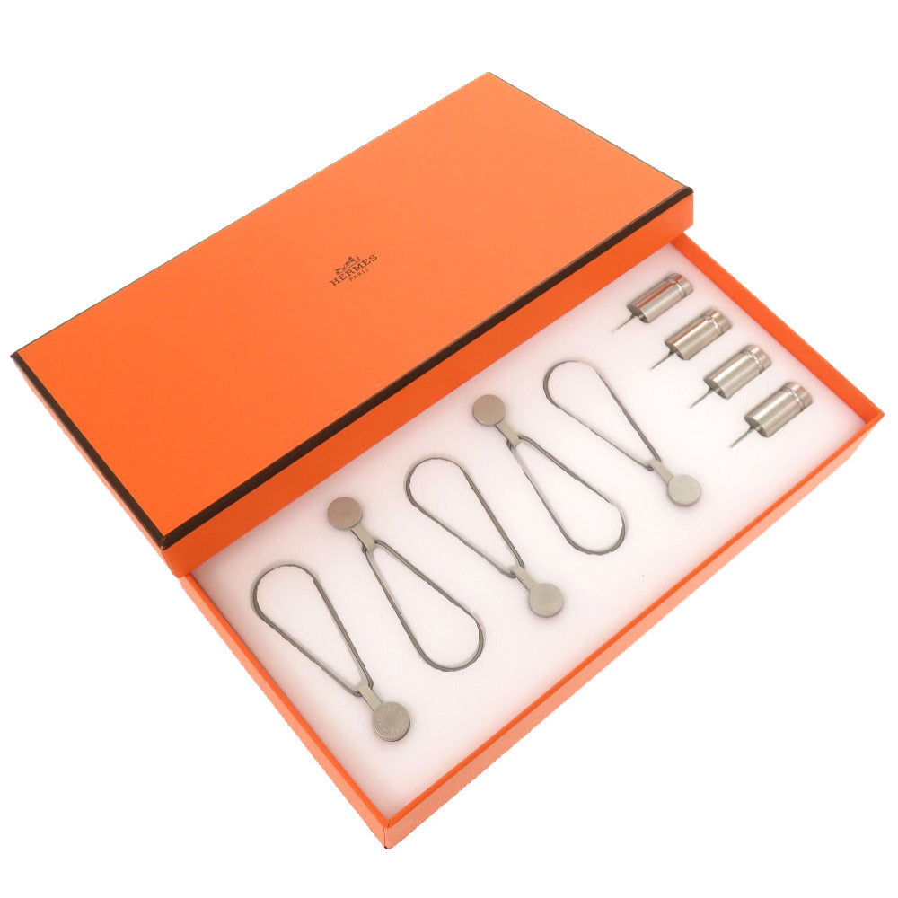 未使用 エルメス ハンキングセット セリエ スカーフホルダー FIXATION CARRE BOITIER シルバー マグネット式 真鍮 2395 【中古】 HERMES