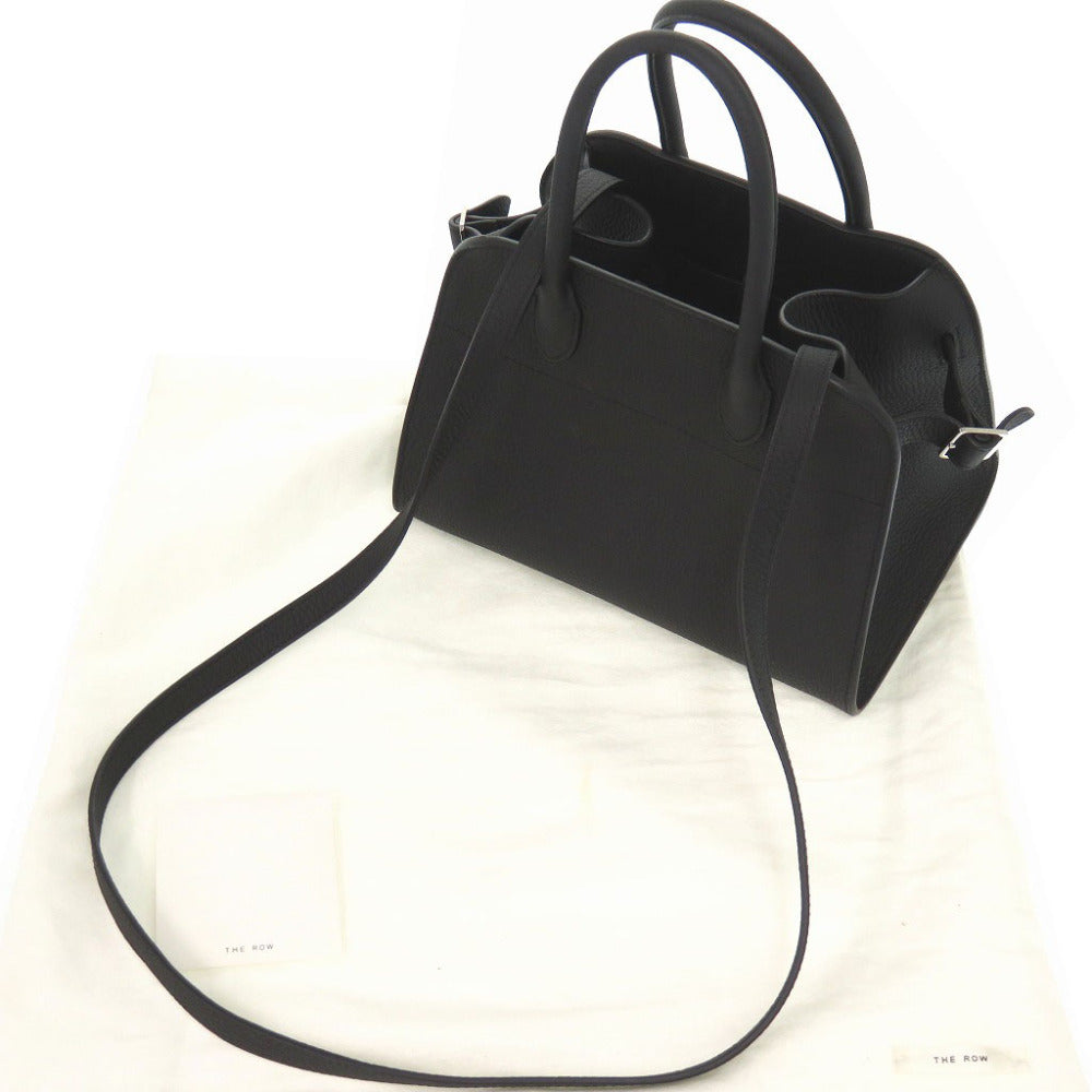 新品同様 ザ ロウ ソフト マルゴー 10 ショルダー トートバッグ レザー ブラック ストラップ付 黒 2404【中古】THE ROW ソフトマルゴー10