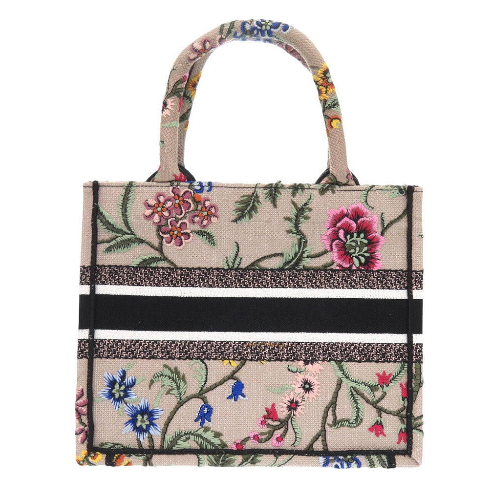 新品同様 クリスチャン ディオール ブックトート スモール 花柄 トートバッグ キャンバス ベージュ 2406【中古】Christian Dior