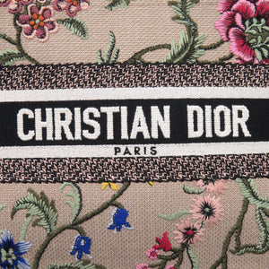 新品同様 クリスチャン ディオール ブックトート スモール 花柄 トートバッグ キャンバス ベージュ 2406【中古】Christian Dior