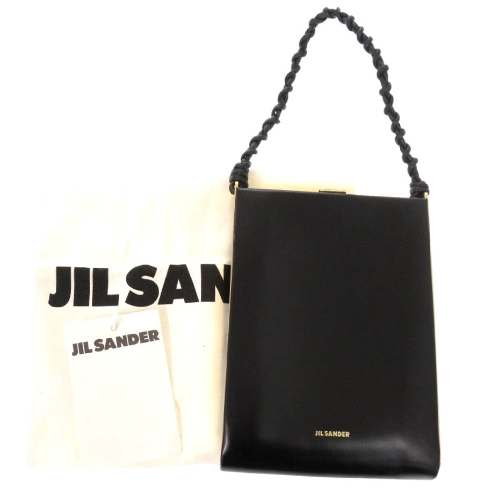 美品 ジルサンダー レザー ブラック ハンドバッグ 黒 656E【中古】JIL SANDER