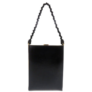 美品 ジルサンダー レザー ブラック ハンドバッグ 黒 656E【中古】JIL SANDER