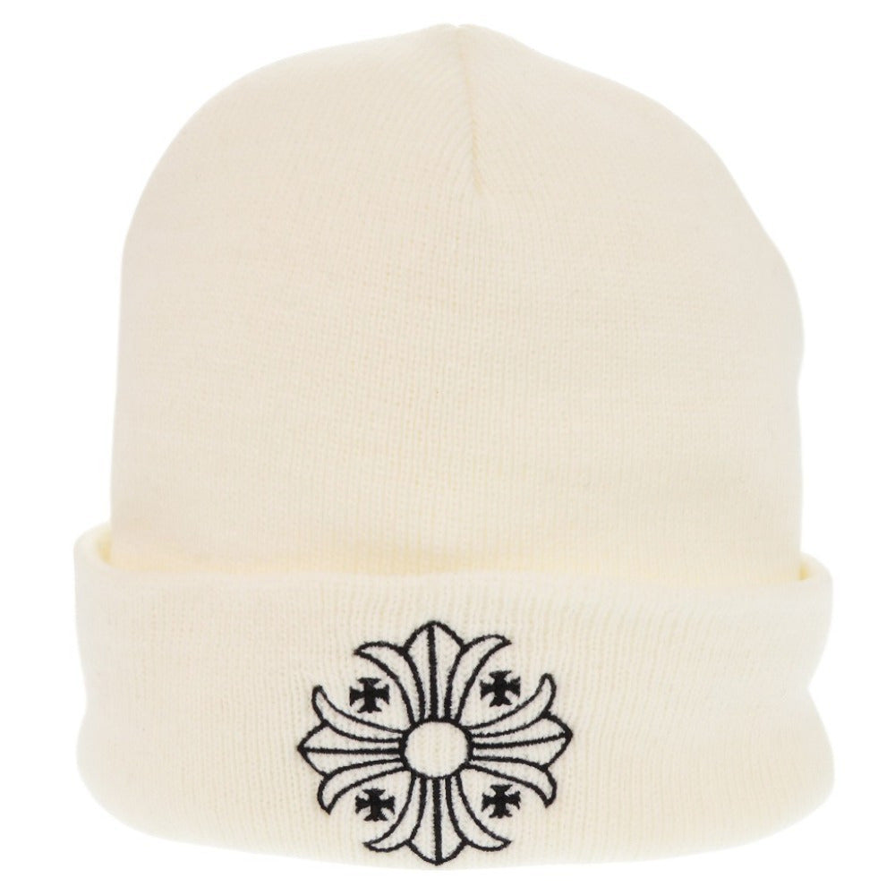 美品 クロムハーツ ウールワッチキャップ CHプラス アクリル ホワイト ニット帽 ビーニー 帽子 0005【中古】CHROME HEARTS メンズ