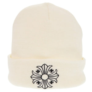 美品 クロムハーツ ウールワッチキャップ CHプラス アクリル ホワイト ニット帽 ビーニー 帽子 0005【中古】CHROME HEARTS メンズ