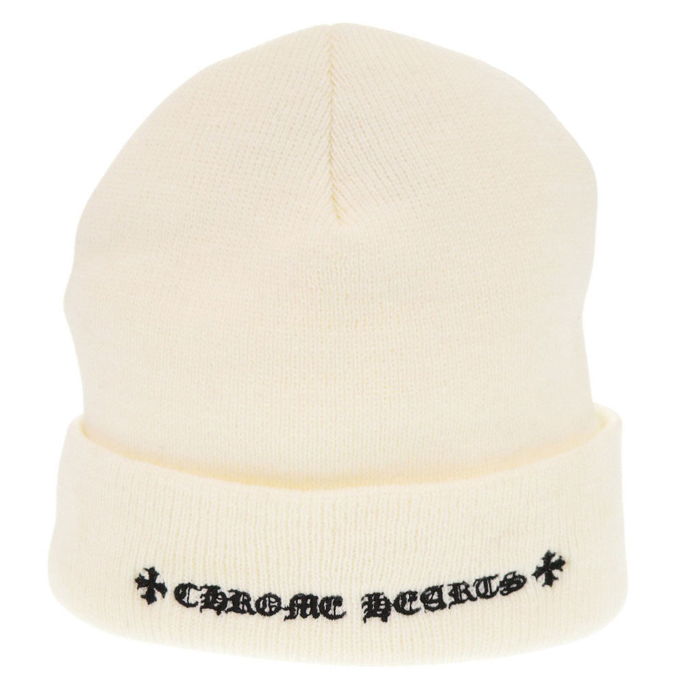 美品 クロムハーツ ウールワッチキャップ CHプラス アクリル ホワイト ニット帽 ビーニー 帽子 0005【中古】CHROME HEARTS メンズ