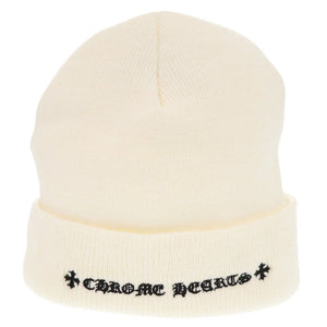 美品 クロムハーツ ウールワッチキャップ CHプラス アクリル ホワイト ニット帽 ビーニー 帽子 0005【中古】CHROME HEARTS メンズ