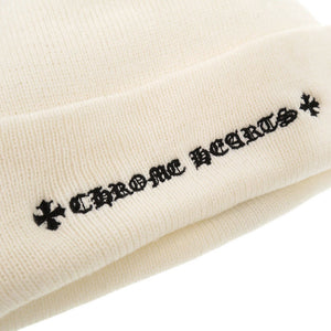 美品 クロムハーツ ウールワッチキャップ CHプラス アクリル ホワイト ニット帽 ビーニー 帽子 0005【中古】CHROME HEARTS メンズ