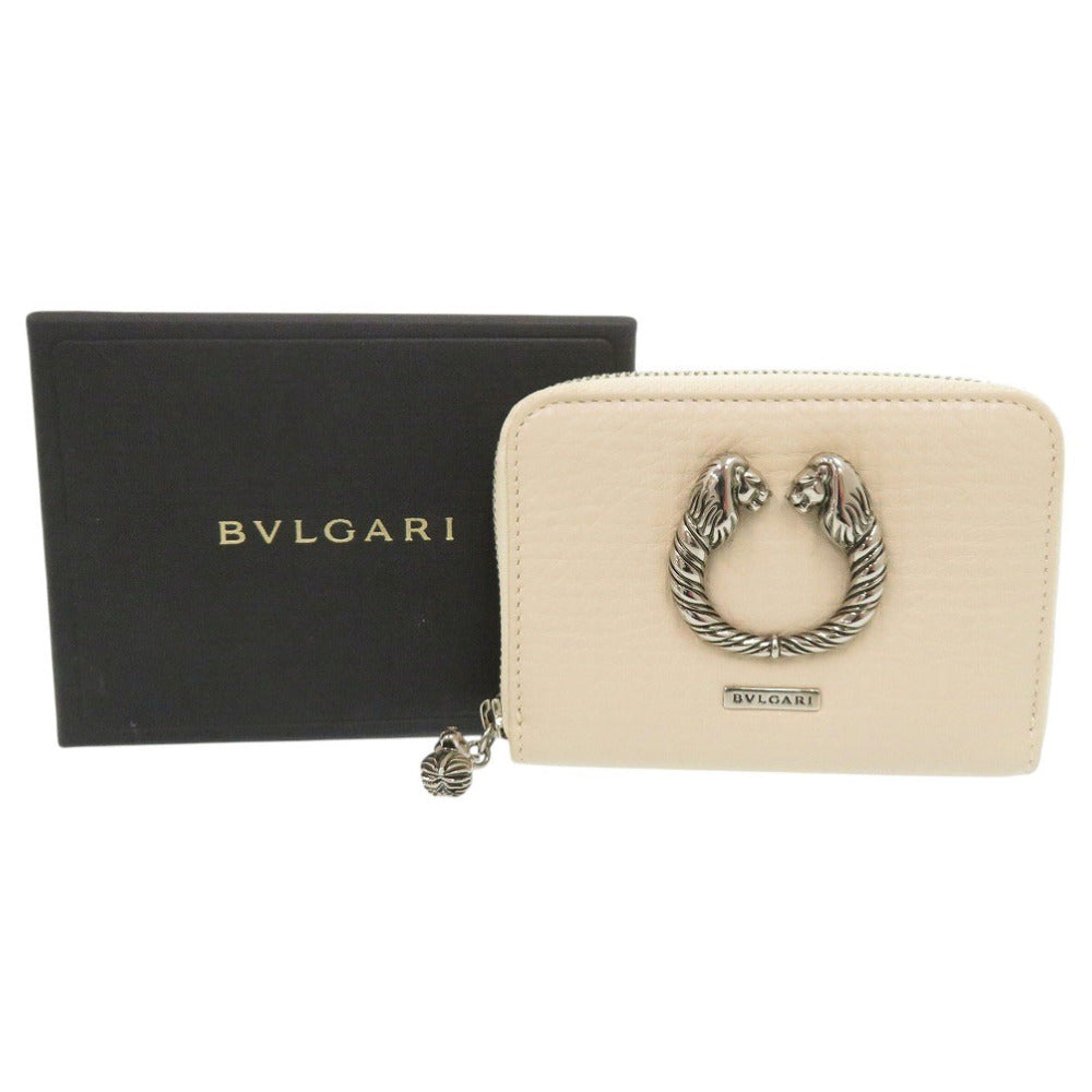 未使用 ブルガリ レオーニ レザー コインケース ベージュ 0007【中古】BVLGARI