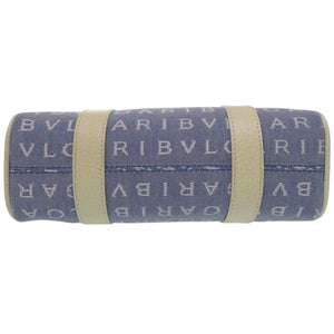 新品同様 ブルガリ ロゴマニア ミニ トートバッグ キャンバス ブルー 0007【中古】BVLGARI