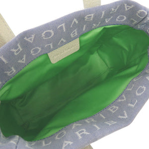 新品同様 ブルガリ ロゴマニア ミニ トートバッグ キャンバス ブルー 0007【中古】BVLGARI