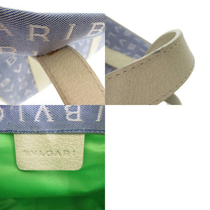 新品同様 ブルガリ ロゴマニア ミニ トートバッグ キャンバス ブルー 0007【中古】BVLGARI