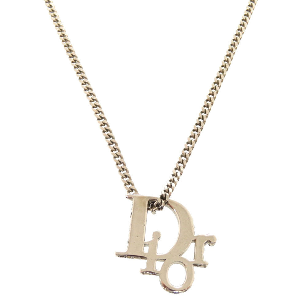 美品 クリスチャンディオール ロゴ ストーン シルバー ネックレス アクセサリー 0022 【中古】 Christian Dior