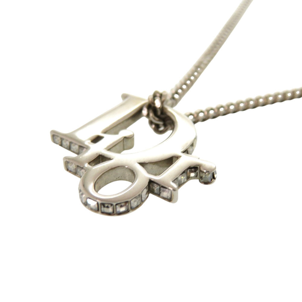 美品 クリスチャンディオール ロゴ ストーン シルバー ネックレス アクセサリー 0022 【中古】 Christian Dior