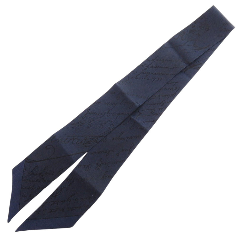 美品 ベルルッティ スクリット バッグ スカーフ シルク ネイビー 0059-3【中古】BERLUTI