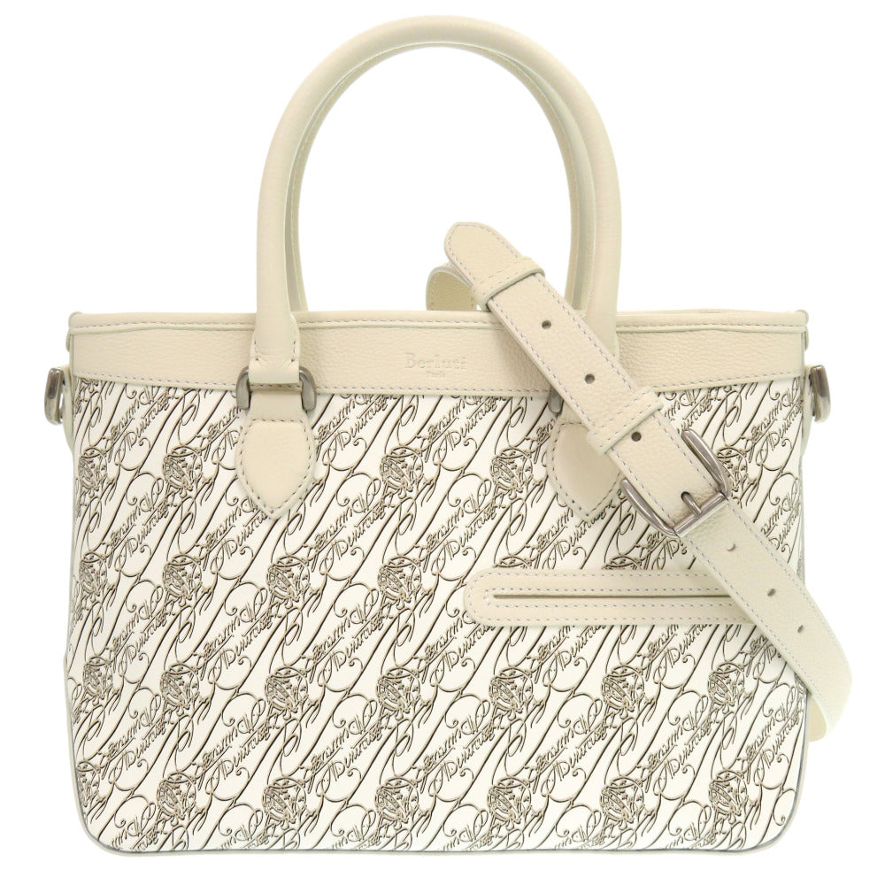 新品同様 ベルルッティ トゥージュールXS ブリーフケース レザー/PVC/トワル マルブフ ホワイト 0059【中古】BERLUTI ショルダーストラップ