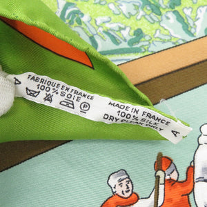 美品 エルメス カレ90 Neige d’ Antan 去年の雪 シルク グリーン スカーフ 0089【中古】HERMES