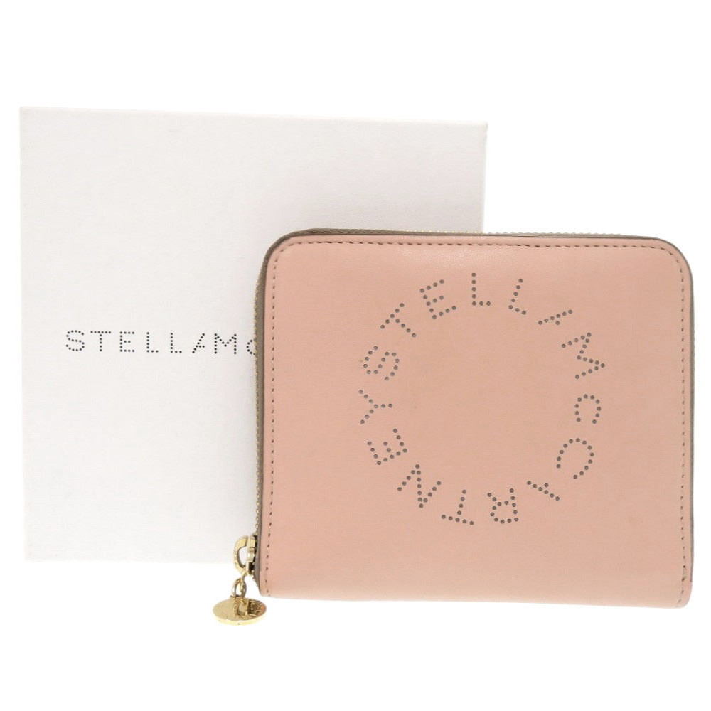 新品同様 ステラマッカートニー レザー ピンク 二つ折り財布 0091【中古】Stella McCartney