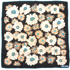 美品 プラダ フローラル 花柄 コントラストトリム ツイルスカーフ Printed silk twill scarf シルク マルチカラー 0095【中古】PRADA