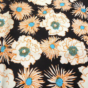 美品 プラダ フローラル 花柄 コントラストトリム ツイルスカーフ Printed silk twill scarf シルク マルチカラー 0095【中古】PRADA