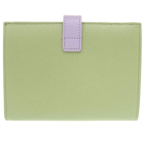 美品 セリーヌ バイカラー ミディアム ストラップ ウォレット 10B64 3BRU グリーン 二つ折り財布  緑 0121【中古】CELINE