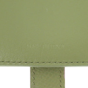 美品 セリーヌ バイカラー ミディアム ストラップ ウォレット 10B64 3BRU グリーン 二つ折り財布  緑 0121【中古】CELINE