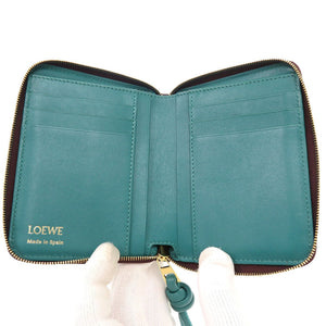 新品同様 ロエベ ノット レザー ボルドー ラウンドファスナー 二つ折り財布 0122 【中古】 LOEWE