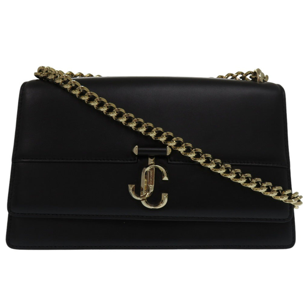 美品 ジミーチュウ アベニューチェーンショルダー カーフレザー ブラック ショルダーバッグ 黒 0203【中古】JIMMY CHOO