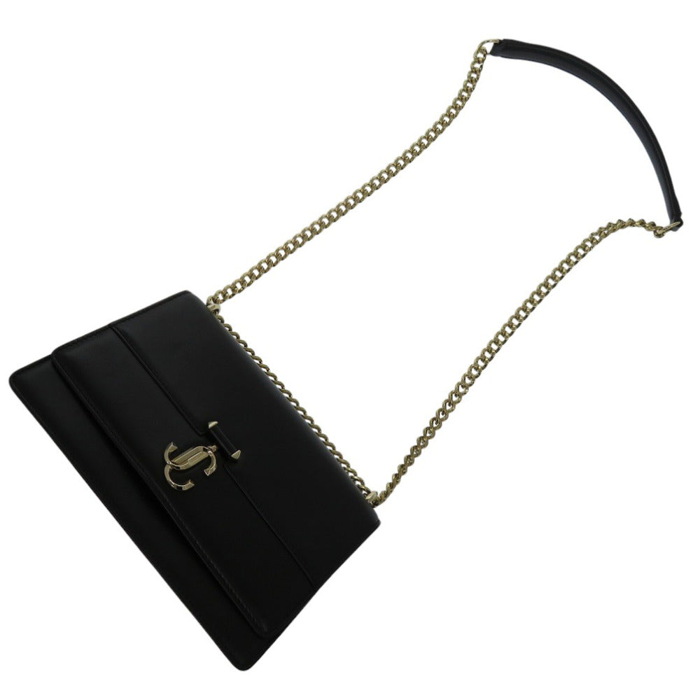 美品 ジミーチュウ アベニューチェーンショルダー カーフレザー ブラック ショルダーバッグ 黒 0203【中古】JIMMY CHOO