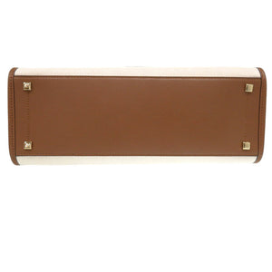 美品 ジミーチュウ アベニューM キャンバス レザー ベージュ ブラウン ２WAYトートバッグ 茶 0216【中古】JIMMY CHOO