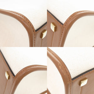 美品 ジミーチュウ アベニューM キャンバス レザー ベージュ ブラウン ２WAYトートバッグ 茶 0216【中古】JIMMY CHOO