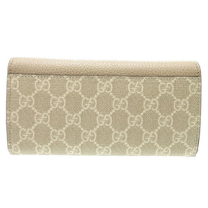 未使用品 グッチ ダブルG バイカラー コンチネンタルウォレット プチマーモント 456116 長財布 GGスプリームキャンバス/レザー ベージュ 0225【中古】GUCCI