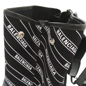 美品 バレンシアガ ネイビー カバスS ポーチ付き ハンドバッグ NAVYCABAS 339933 キャンバス ブラック 0247【中古】BALENCIAGA